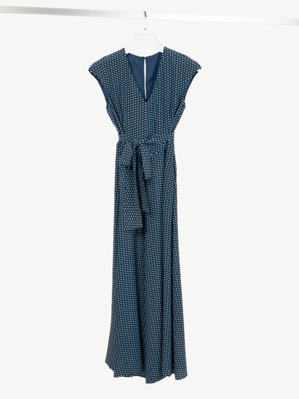 Weekend Max Mara Blue Silk Eye-Print Belted Maxi Dress